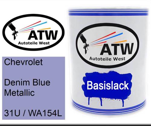 Chevrolet, Denim Blue Metallic, 31U / WA154L: 1L Lackdose, von ATW Autoteile West.